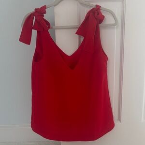 Sezane Vibrant Red Camisole with Bow Straps